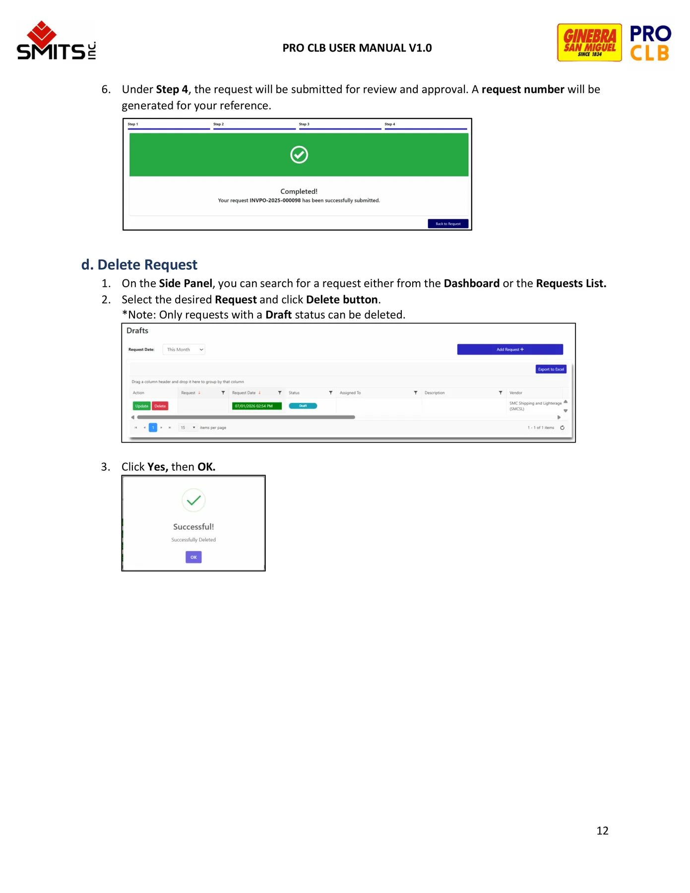 Request Management manual page 12