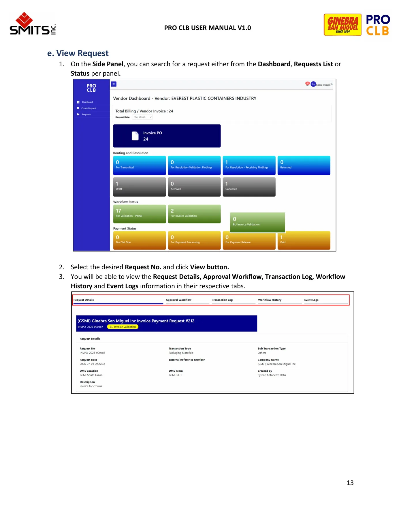 Request Management manual page 13