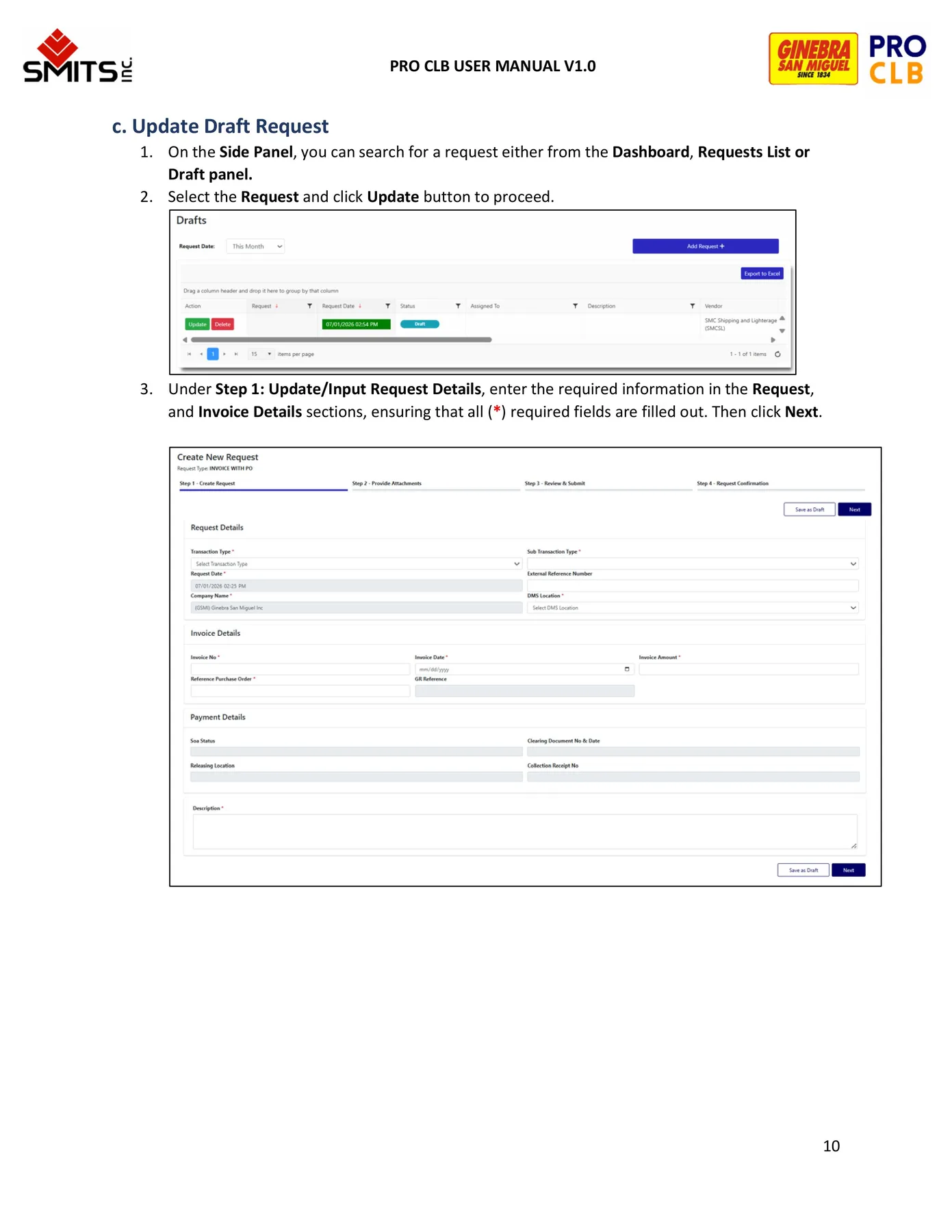 Request Management manual page 10